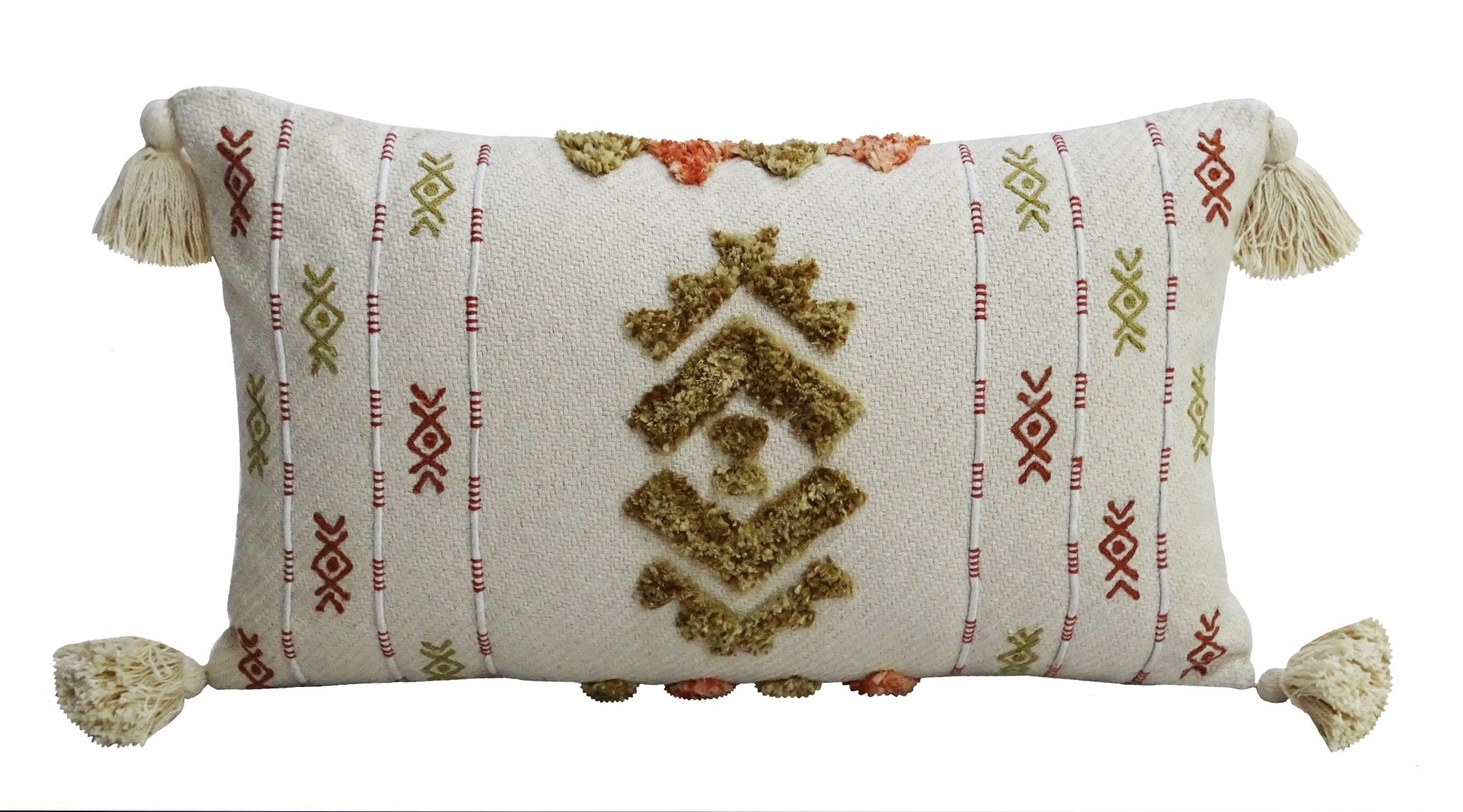 Embroidery Throw Pillow with Tassels 14" X 24" Throw Pillow La Vie Bien Embroidery Throw Pillow with Tassels 14" X 24"