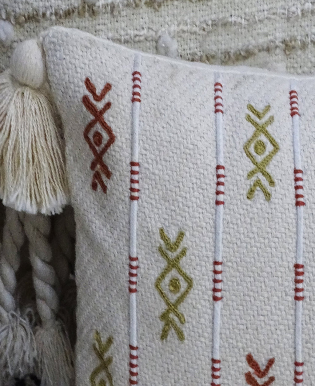Embroidery Throw Pillow with Tassels 14" X 24" Throw Pillow La Vie Bien Embroidery Throw Pillow with Tassels 14" X 24"
