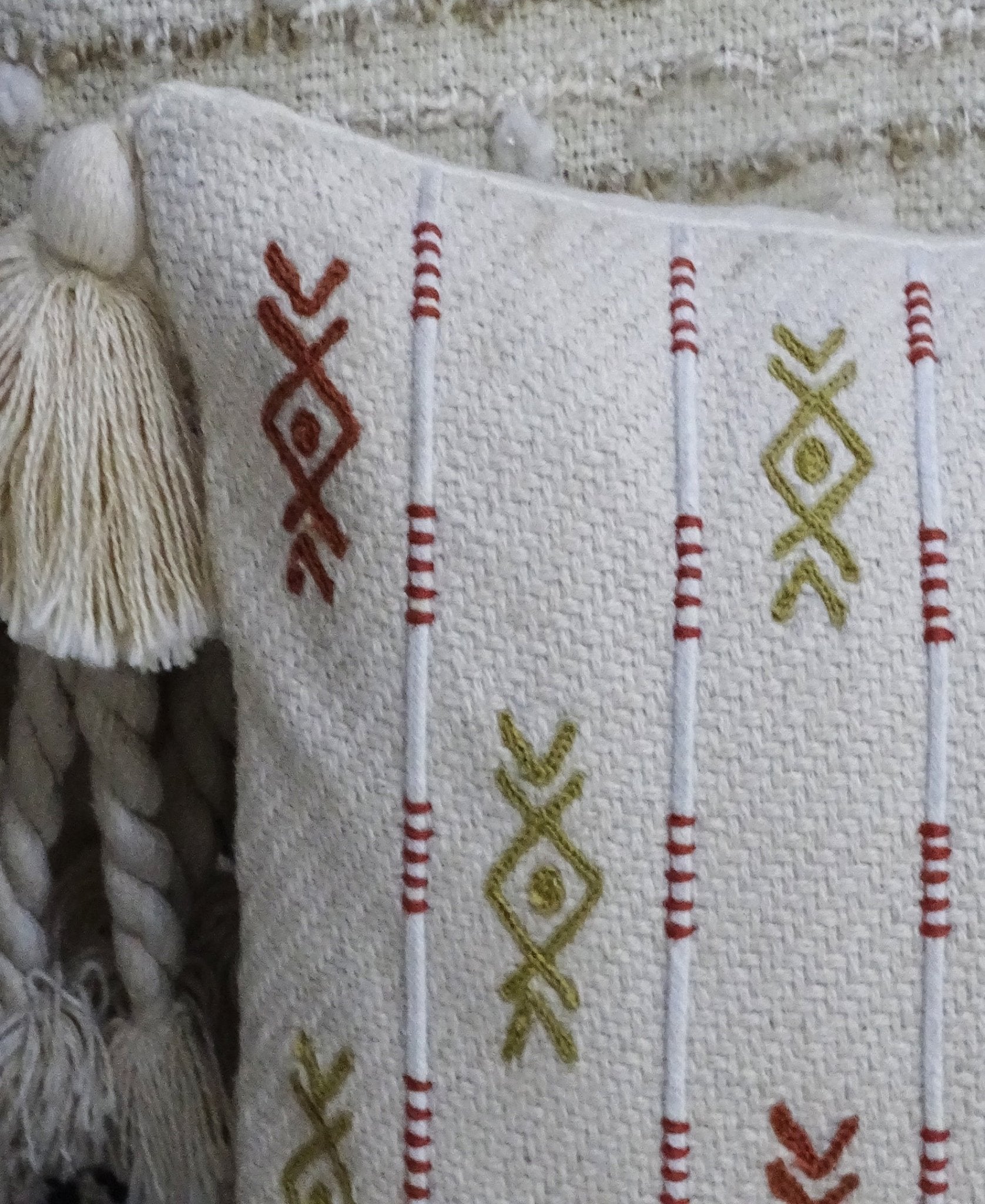 Embroidery Throw Pillow with Tassels 14" X 24" Throw Pillow La Vie Bien Embroidery Throw Pillow with Tassels 14" X 24"