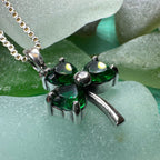 Emerald Irish Shamrock Necklace in Sterling Silver Pendant La Vie Bien Emerald Irish Shamrock Necklace in Sterling Silver