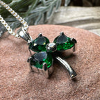 Emerald Irish Shamrock Necklace in Sterling Silver Pendant La Vie Bien Emerald Irish Shamrock Necklace in Sterling Silver