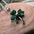 Emerald Irish Shamrock Necklace in Sterling Silver Pendant La Vie Bien Emerald Irish Shamrock Necklace in Sterling Silver