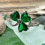 Emerald Irish Shamrock Ring in Sterling Silver Ring La Vie Bien Emerald Irish Shamrock Ring in Sterling Silver