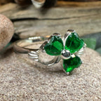Emerald Irish Shamrock Ring in Sterling Silver Ring La Vie Bien Emerald Irish Shamrock Ring in Sterling Silver