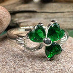 Emerald Irish Shamrock Ring in Sterling Silver Ring La Vie Bien Emerald Irish Shamrock Ring in Sterling Silver