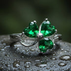 Emerald Irish Shamrock Ring in Sterling Silver Ring La Vie Bien Emerald Irish Shamrock Ring in Sterling Silver