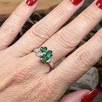 Emerald Irish Shamrock Ring in Sterling Silver Ring La Vie Bien Emerald Irish Shamrock Ring in Sterling Silver