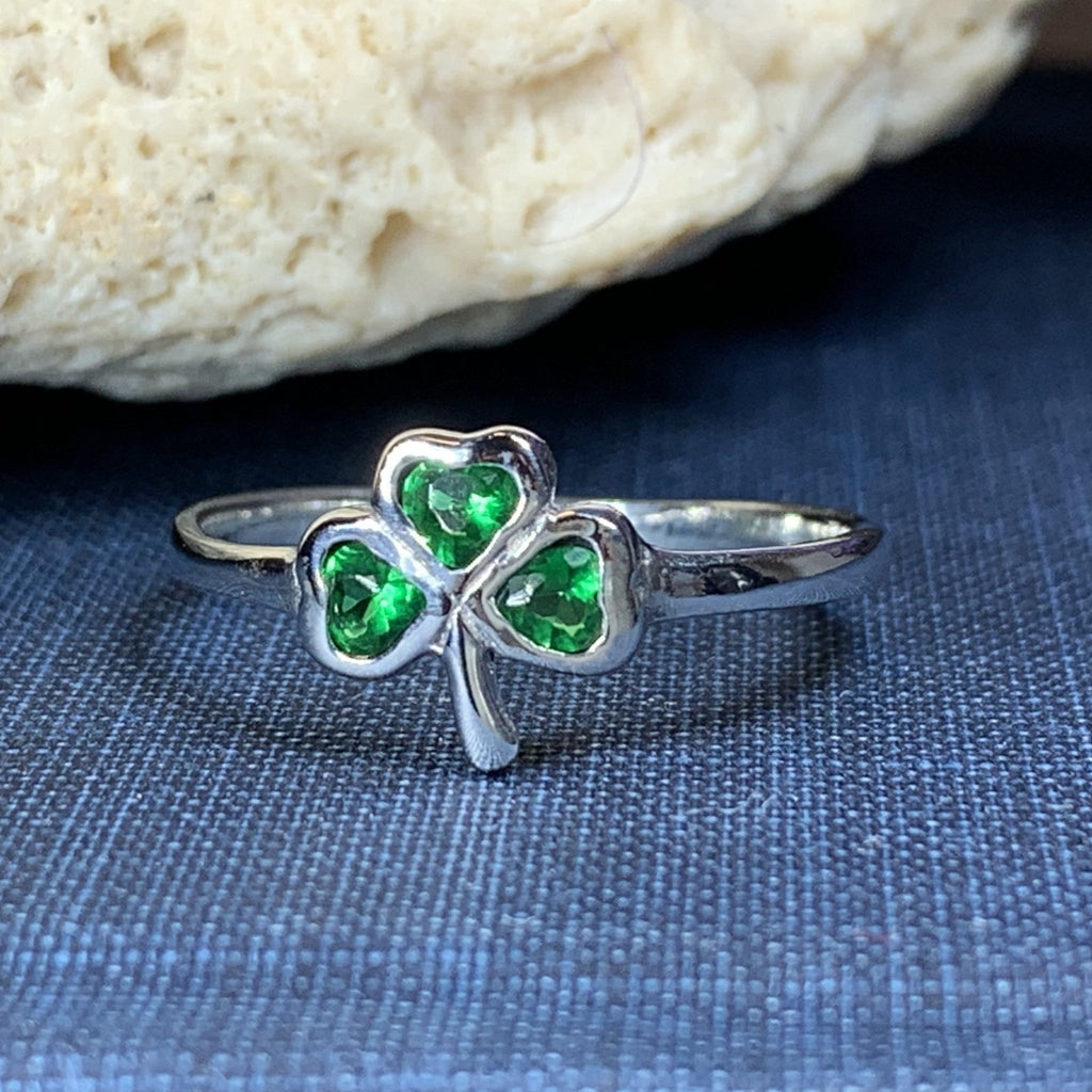 Emerald Isle Irish Shamrock Ring in Sterling Silver Ring La Vie Bien Emerald Isle Irish Shamrock Ring in Sterling Silver
