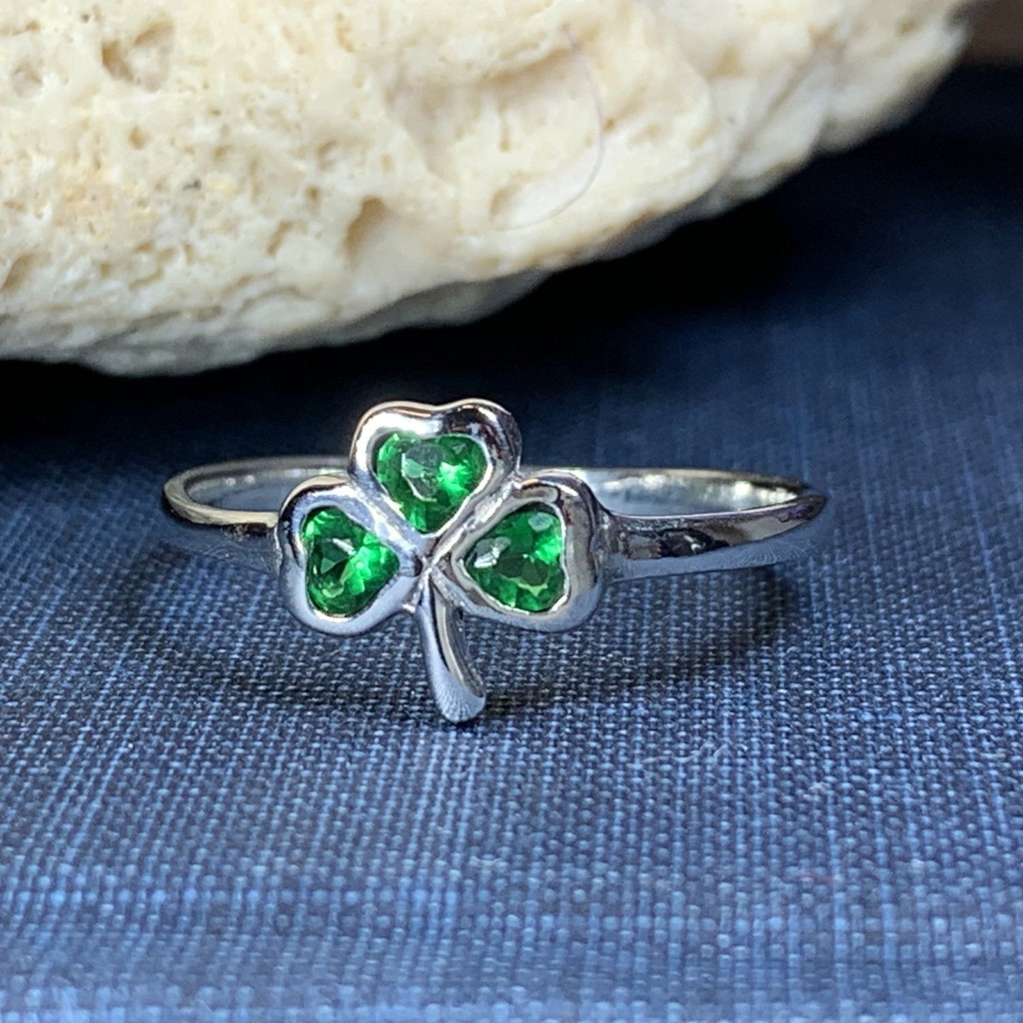 Emerald Isle Irish Shamrock Ring in Sterling Silver Ring La Vie Bien Emerald Isle Irish Shamrock Ring in Sterling Silver