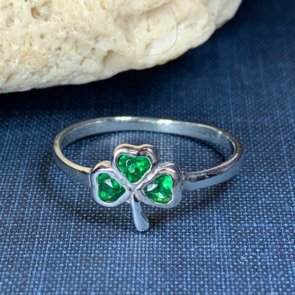Emerald Isle Irish Shamrock Ring in Sterling Silver Ring La Vie Bien Emerald Isle Irish Shamrock Ring in Sterling Silver