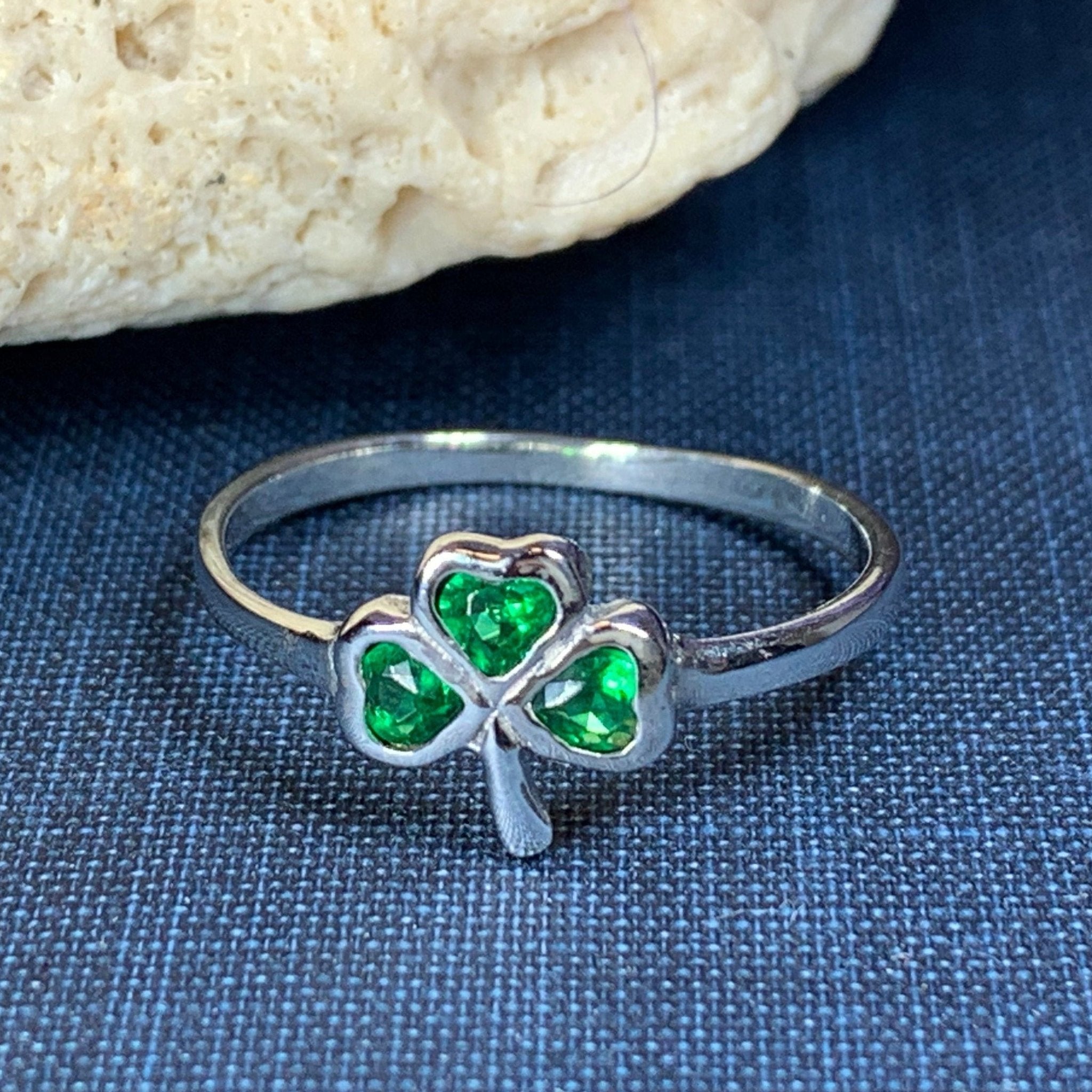 Emerald Isle Irish Shamrock Ring in Sterling Silver Ring La Vie Bien Emerald Isle Irish Shamrock Ring in Sterling Silver