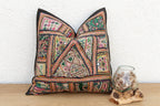 Emerald Patchwork Antique Jaisalmer Pillow La Vie Bien Emerald Patchwork Antique Jaisalmer Pillow