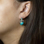Emile Blue Turquoise Sterling Silver Hoop Earrings by Barse Jewelry