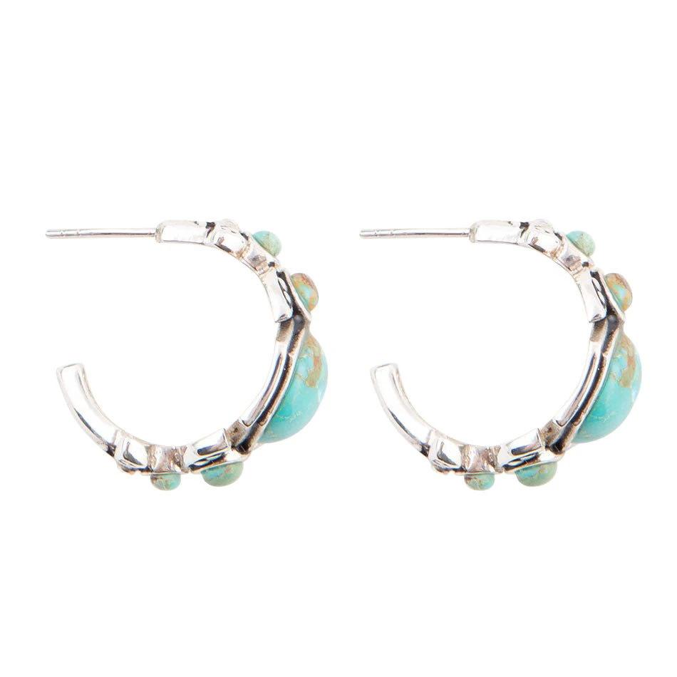 Emile Blue Turquoise Sterling Silver Hoop Earrings by Barse Jewelry