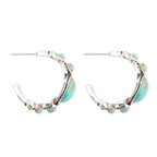 Emile Blue Turquoise Sterling Silver Hoop Earrings by Barse Jewelry