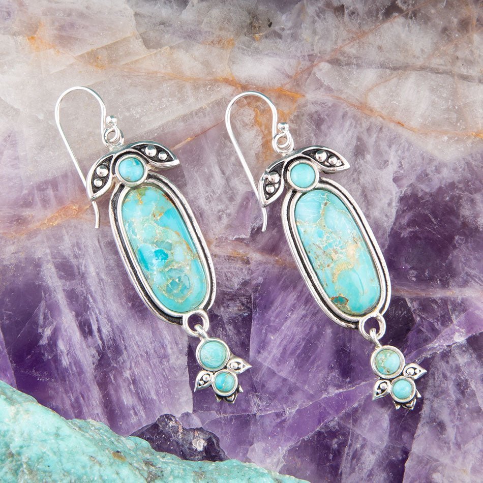 Emile Blue Turquoise Sterling Silver Dangle Earrings Earrings La Vie Bien Emile Blue Turquoise Sterling Silver Dangle Earrings