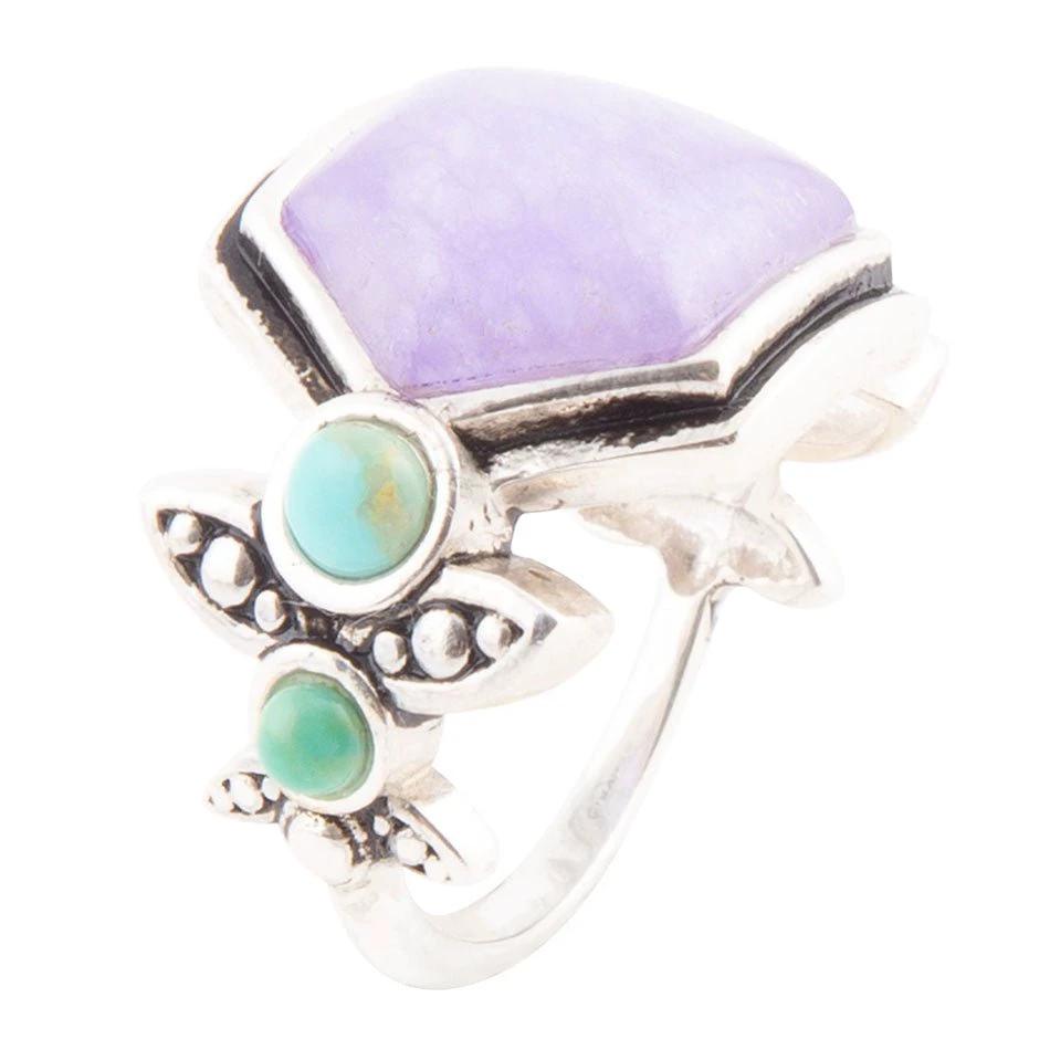 Emile Purple Quartz and Blue Turquoise Sterling Silver Ring by Barse Jewelry