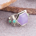 Emile Purple Quartz and Blue Turquoise Sterling Silver Ring by Barse Jewelry