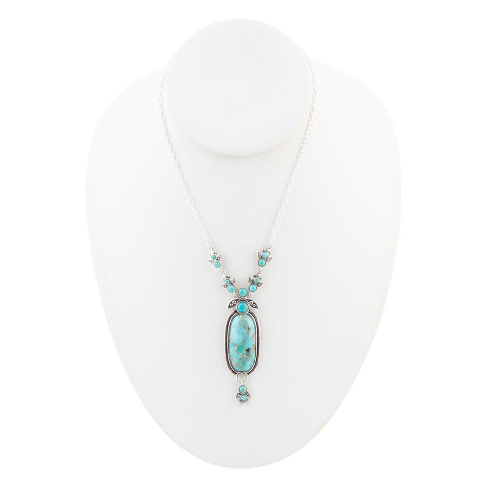 Emile Sterling Silver and Blue Turquoise Pendant Necklace Necklaces La Vie Bien Emile Sterling Silver and Blue Turquoise Pendant Necklace