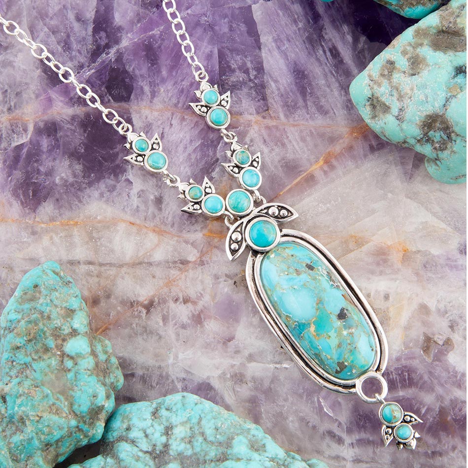 Emile Sterling Silver and Blue Turquoise Pendant Necklace Necklaces La Vie Bien Emile Sterling Silver and Blue Turquoise Pendant Necklace