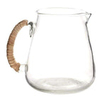 Emily Glass Pitcher with Rattan-Wrapped Handle by White Cliff Studio