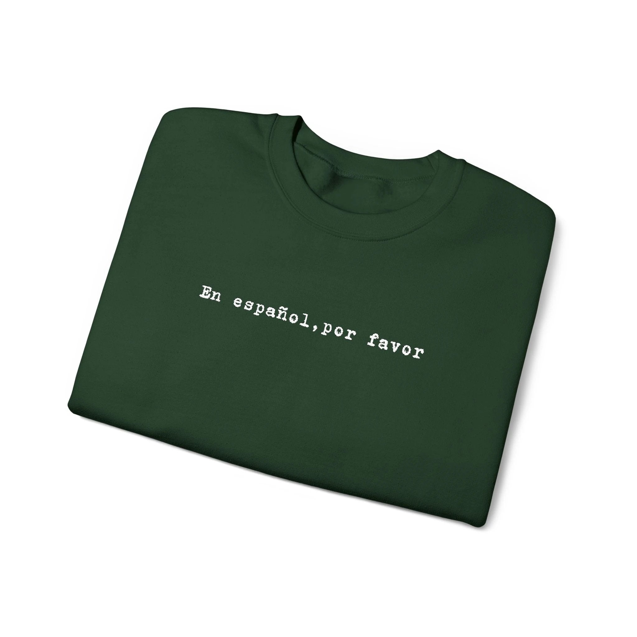 En español por favor embroidered Minimal Spanish Text Pullover by Printify