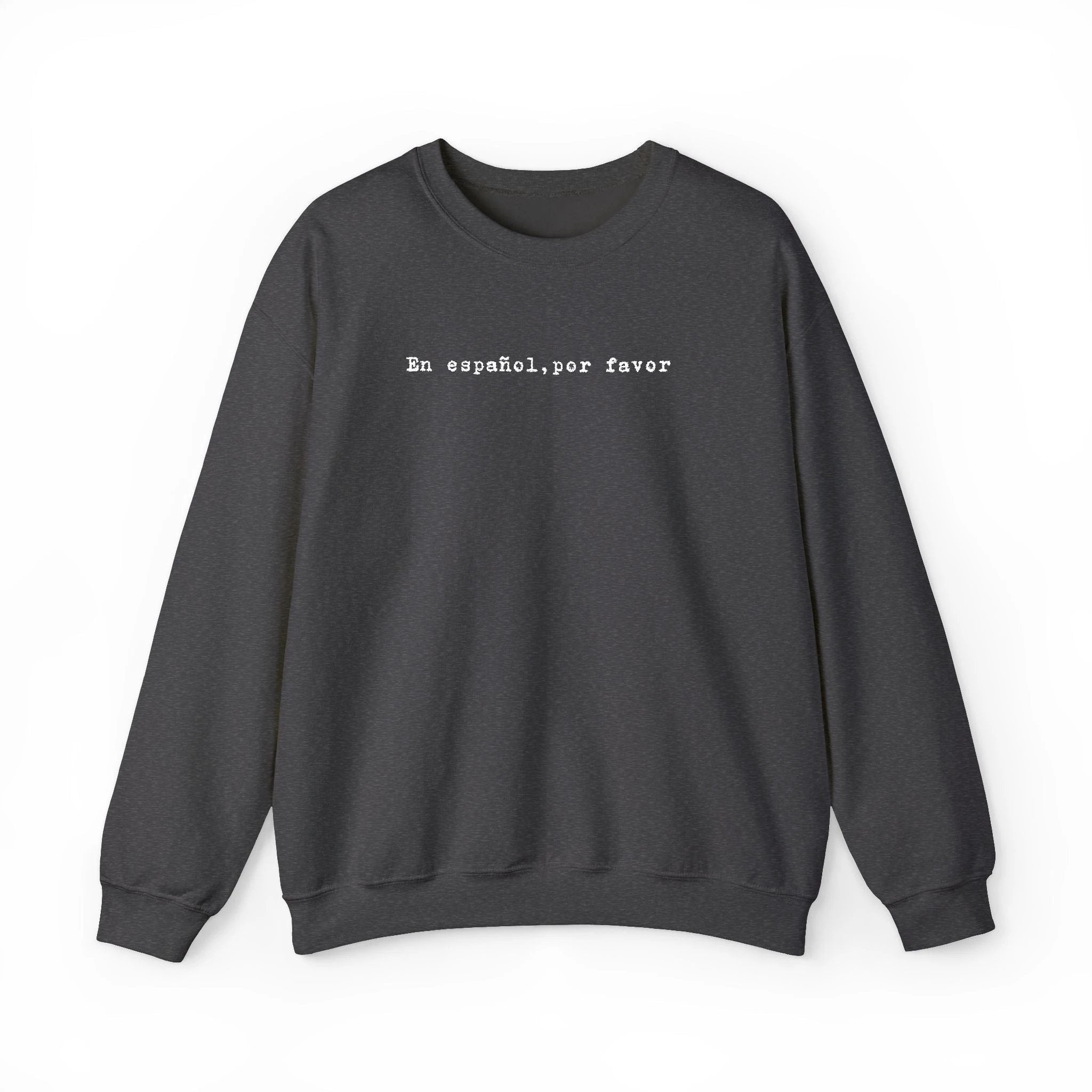 En español por favor embroidered Minimal Spanish Text Pullover by Printify