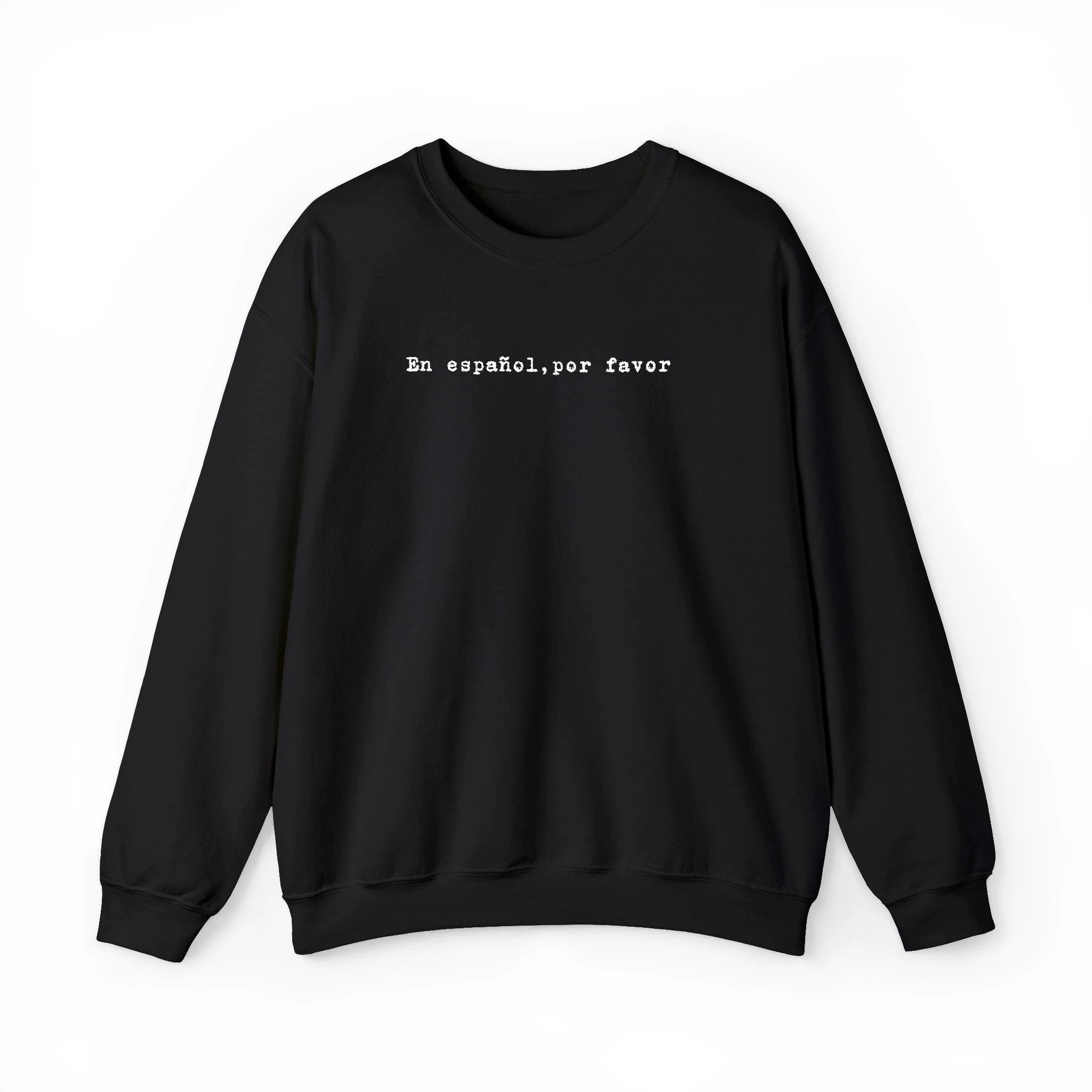 En español por favor embroidered Minimal Spanish Text Pullover by Printify
