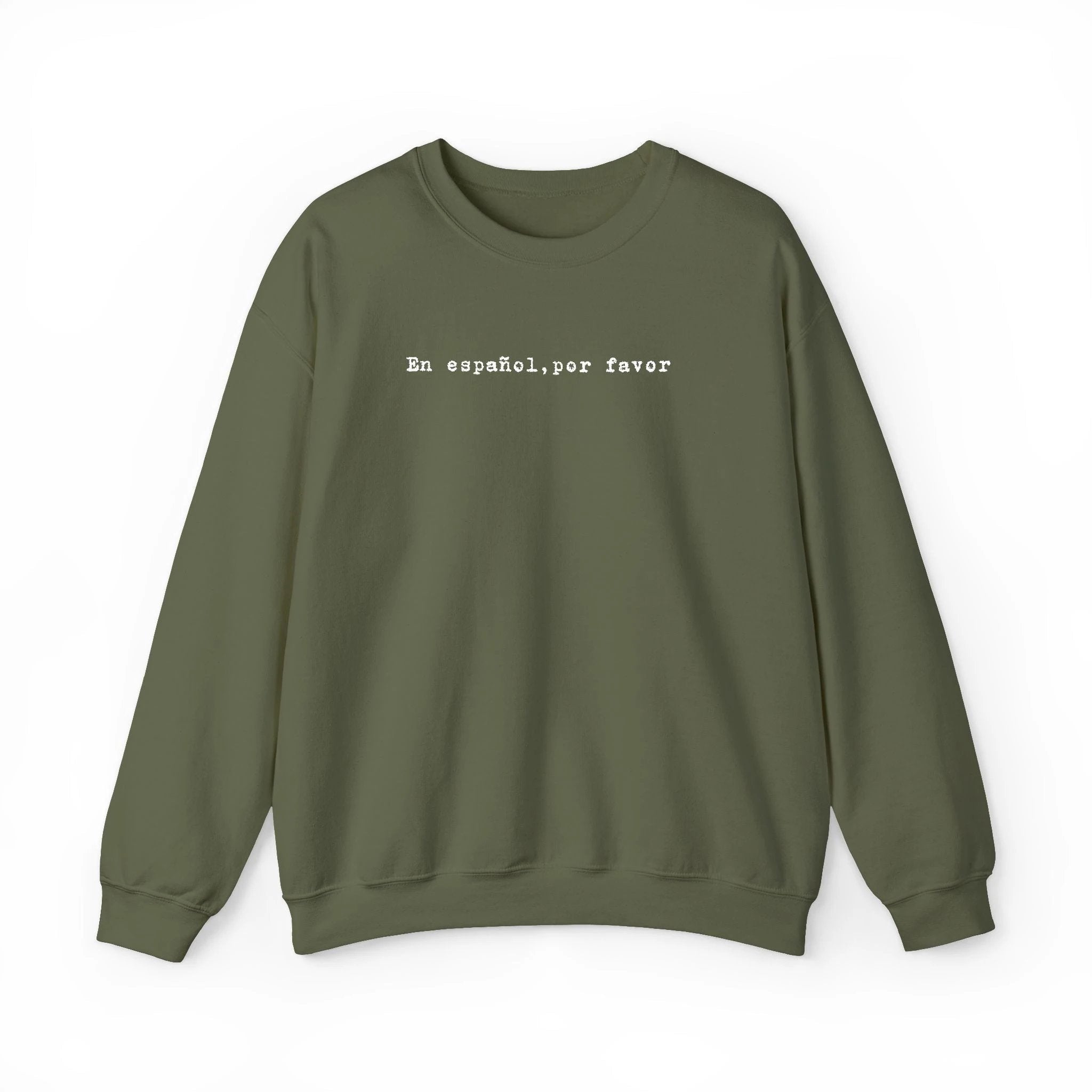 En español por favor embroidered Minimal Spanish Text Pullover by Printify