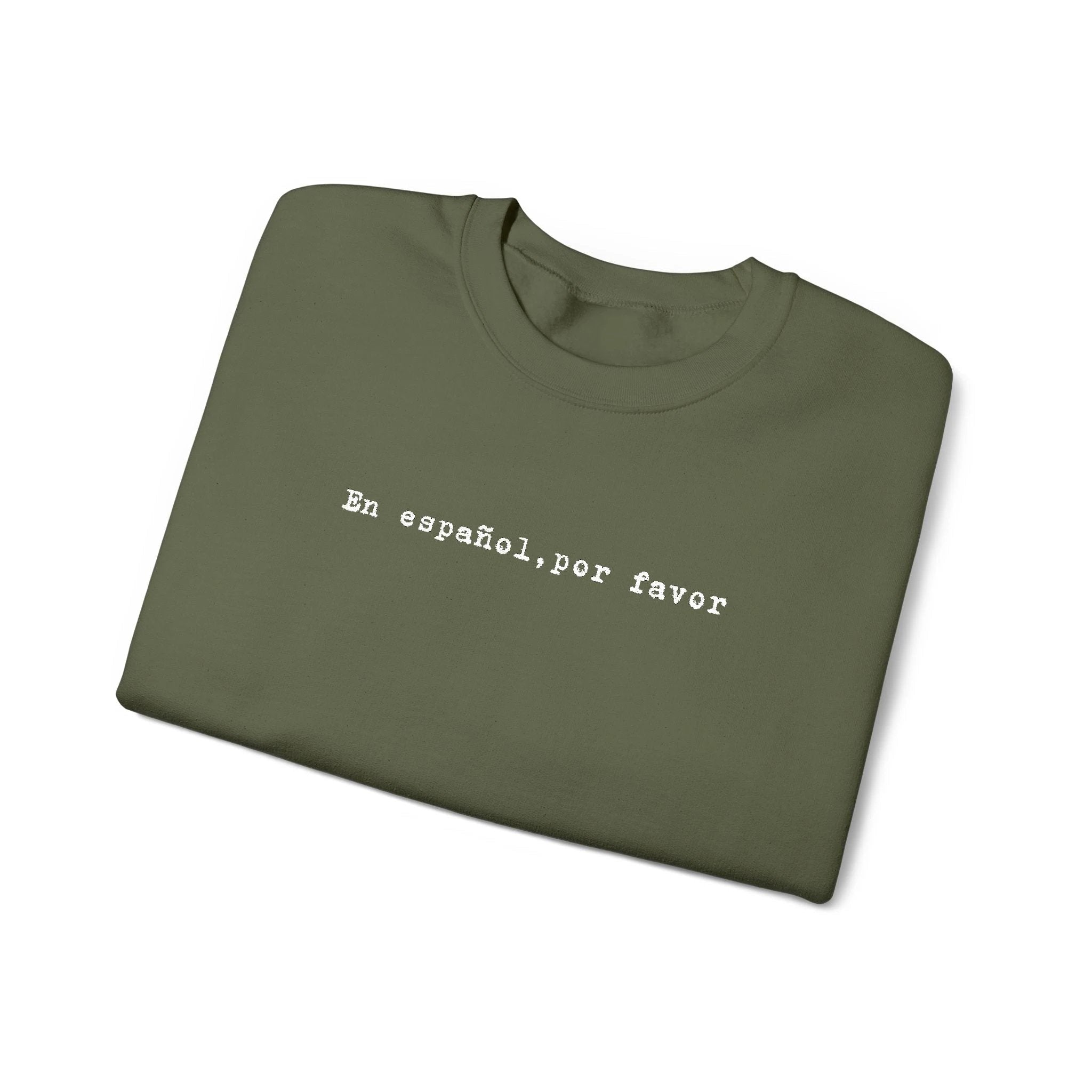 En español por favor embroidered Minimal Spanish Text Pullover by Printify