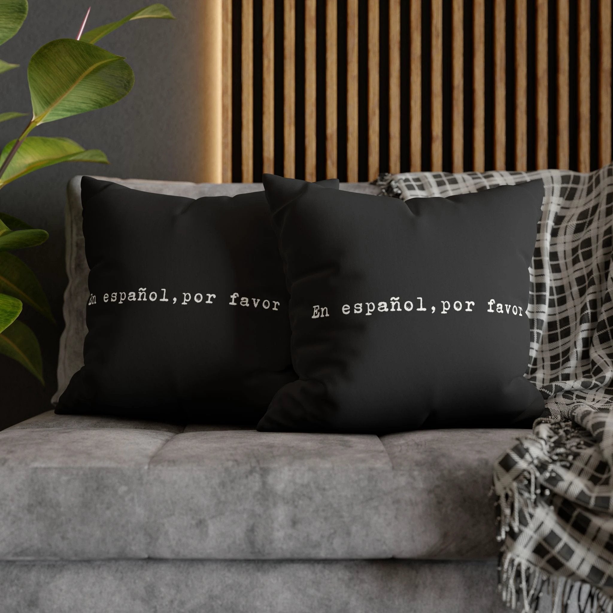 En español, por favor faux suede throw pillow cover by Printify