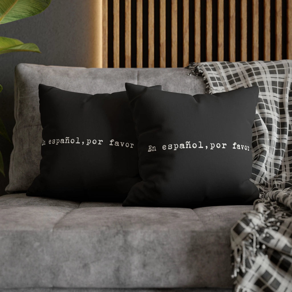 En español, por favor faux suede throw pillow cover by Printify