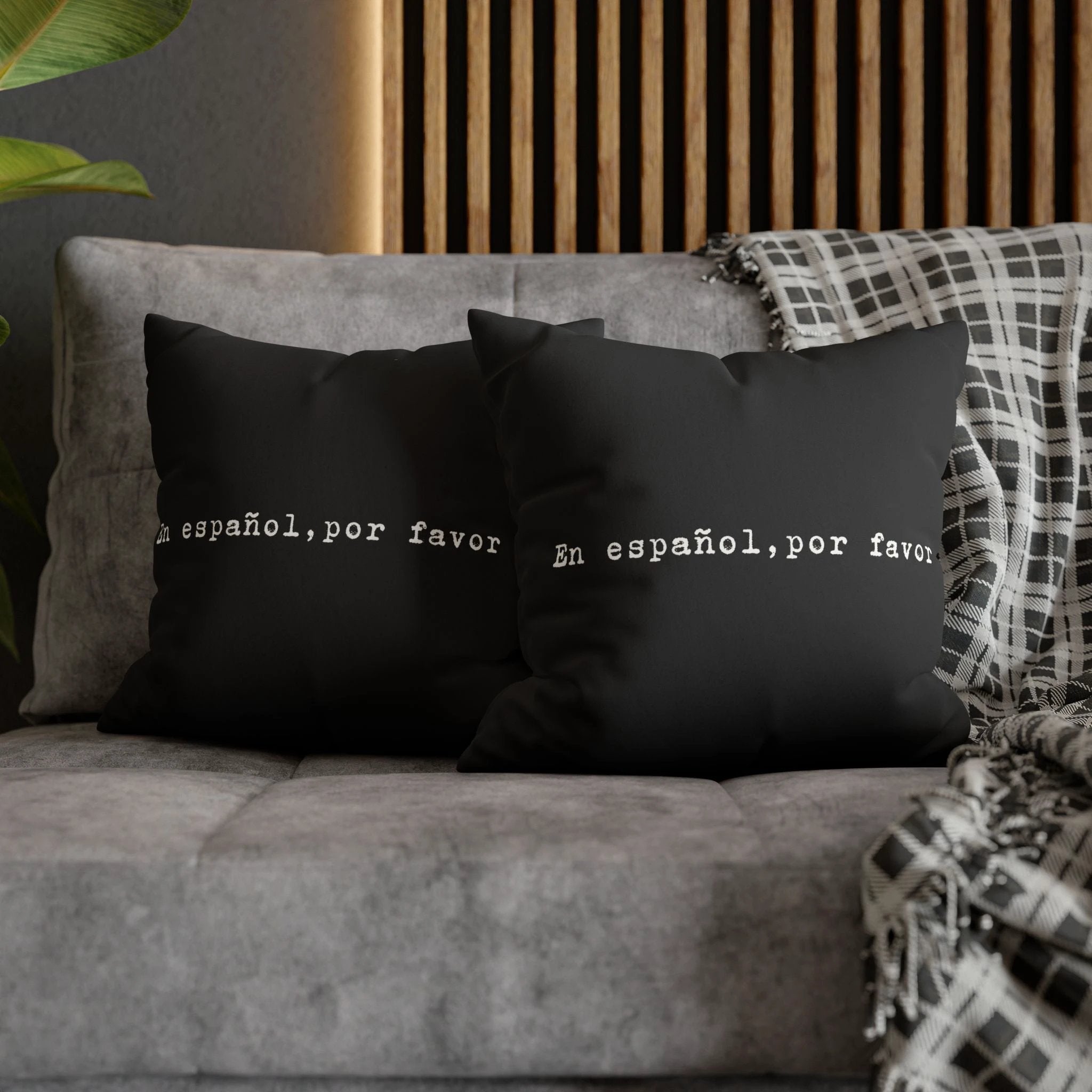 En español, por favor faux suede throw pillow cover by Printify