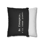 En français s'il vous plaît Faux Suede Square Pillowcase | French phrase pillow by Printify