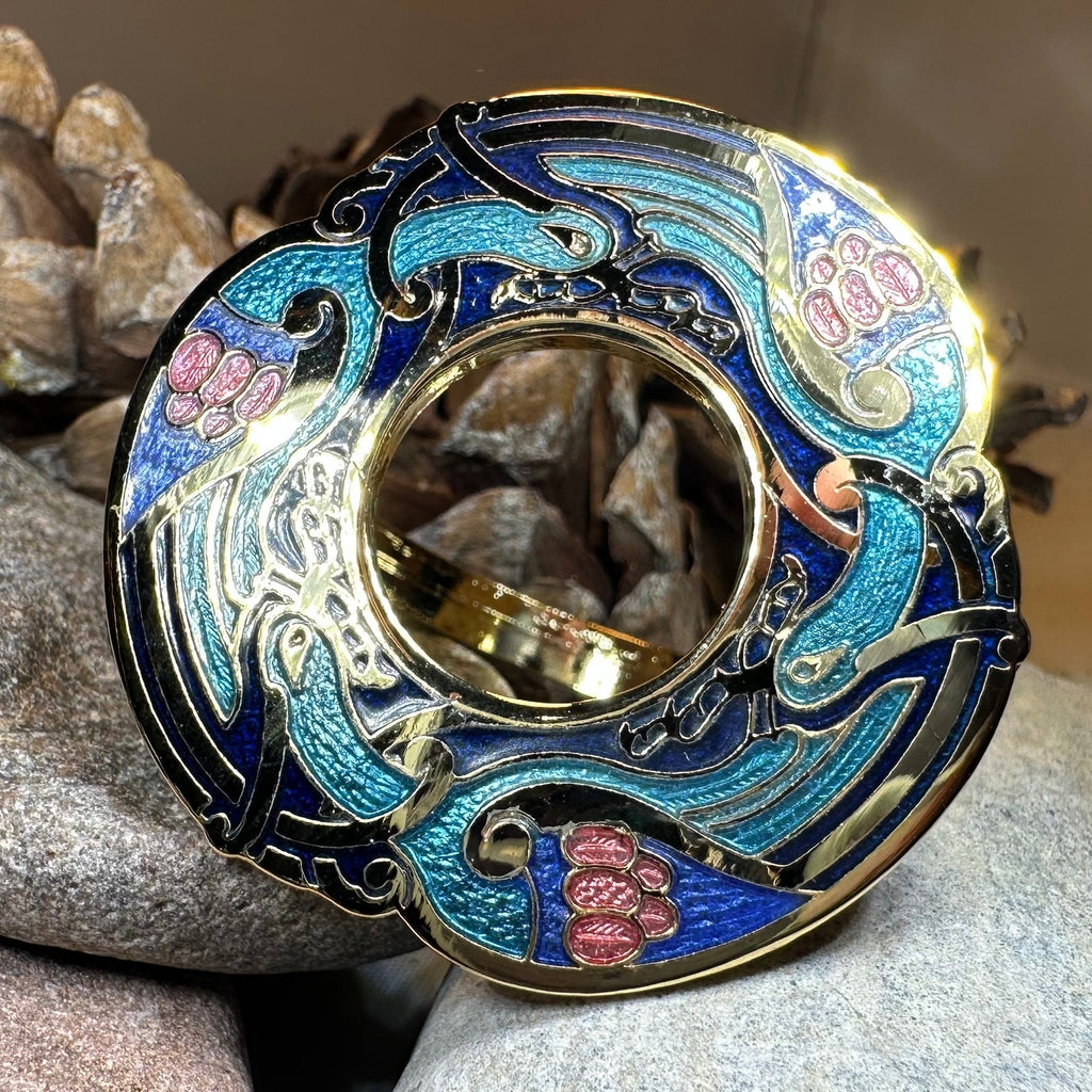 Enamel Celtic Birds Scarf Ring Scarf Ring La Vie Bien Enamel Celtic Birds Scarf Ring