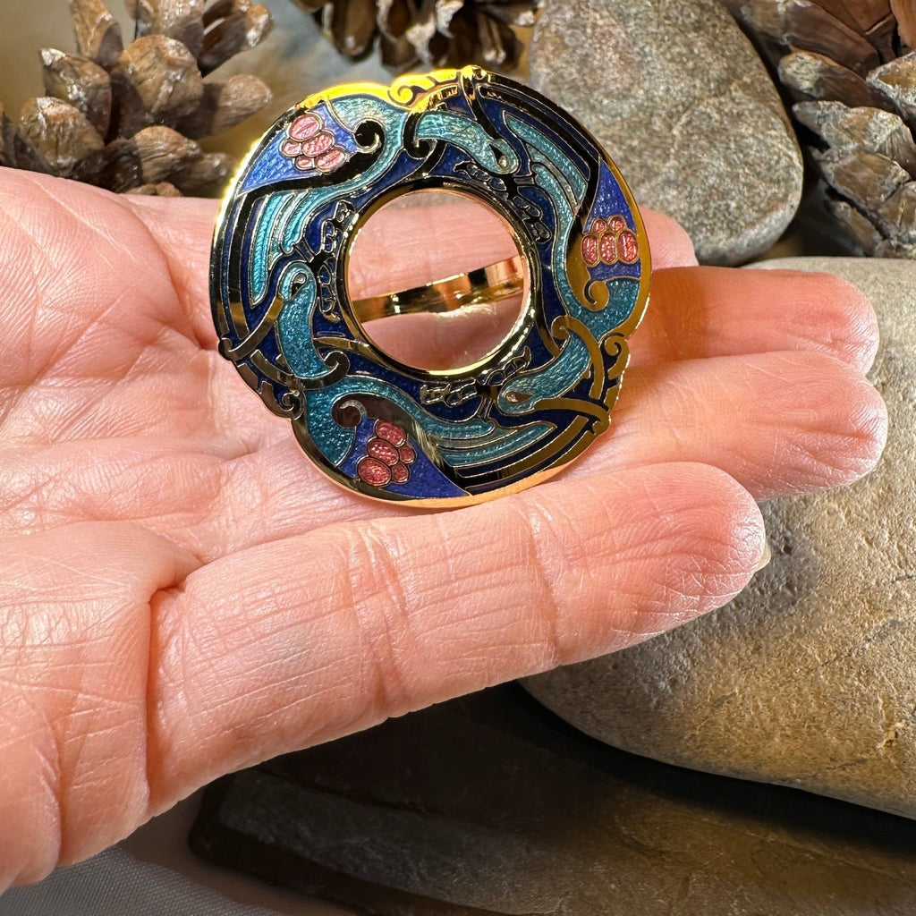 Enamel Celtic Birds Scarf Ring Scarf Ring La Vie Bien Enamel Celtic Birds Scarf Ring