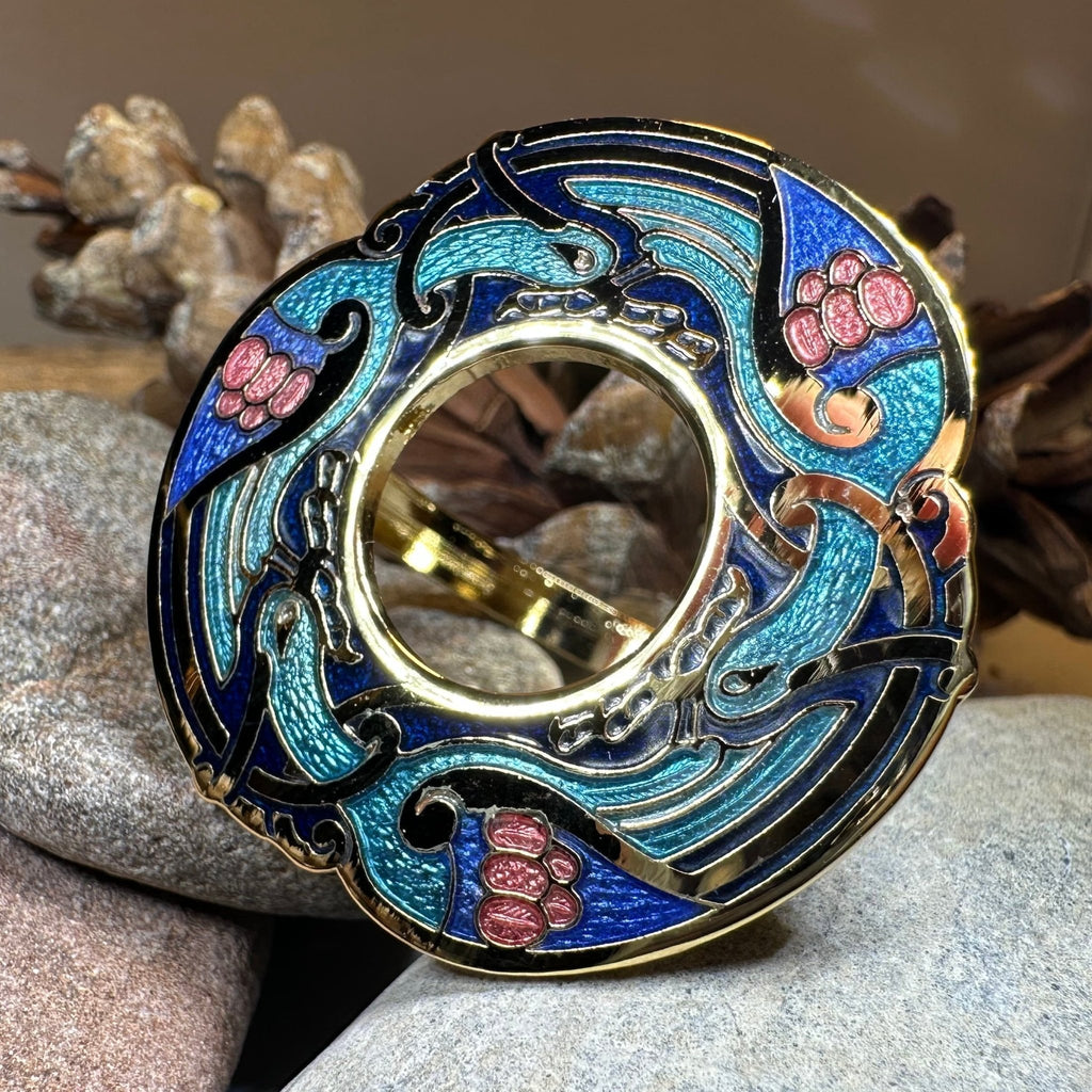 Enamel Celtic Birds Scarf Ring Scarf Ring La Vie Bien Enamel Celtic Birds Scarf Ring