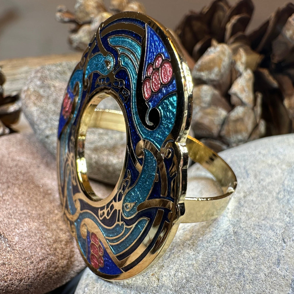 Enamel Celtic Birds Scarf Ring Scarf Ring La Vie Bien Enamel Celtic Birds Scarf Ring