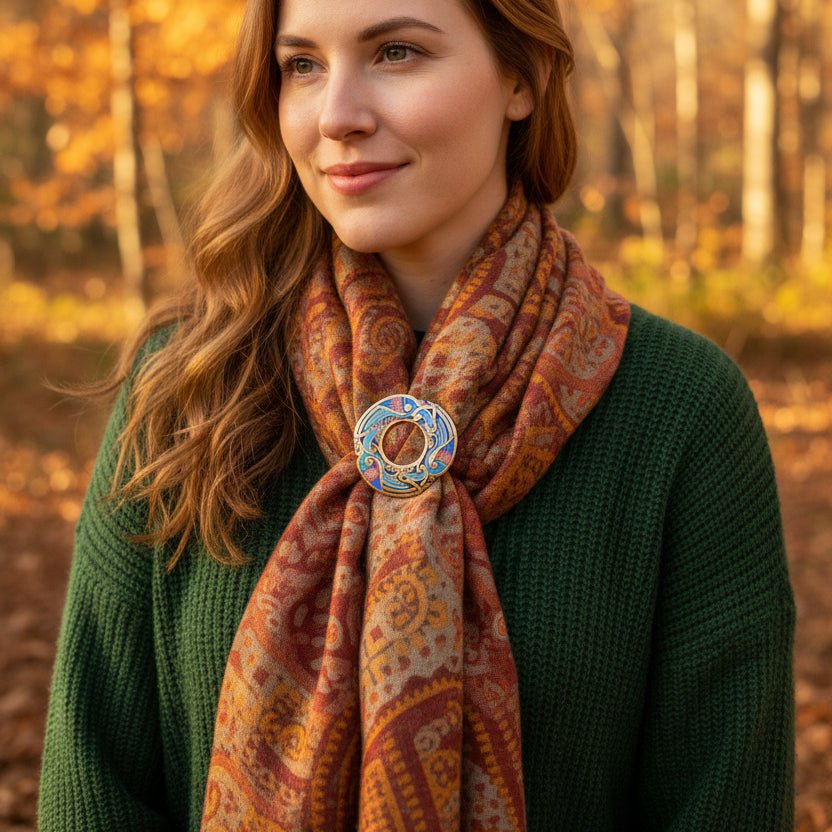 Enamel Celtic Birds Scarf Ring Scarf Ring La Vie Bien Enamel Celtic Birds Scarf Ring