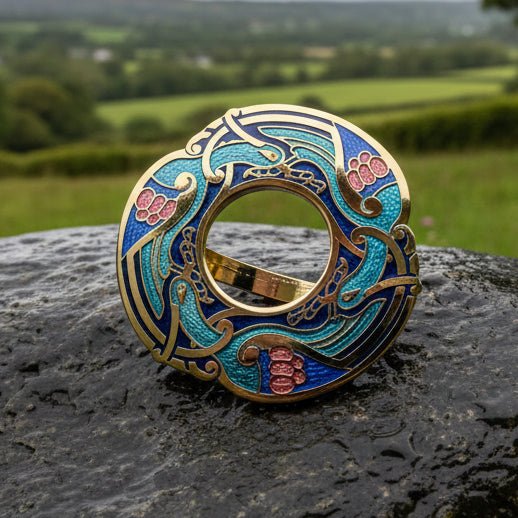 Enamel Celtic Birds Scarf Ring Scarf Ring La Vie Bien Enamel Celtic Birds Scarf Ring