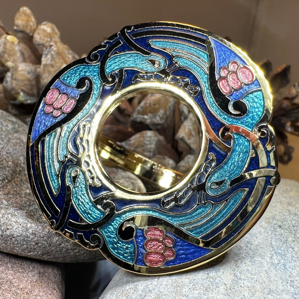 Enamel Celtic Birds Scarf Ring Scarf Ring La Vie Bien Enamel Celtic Birds Scarf Ring