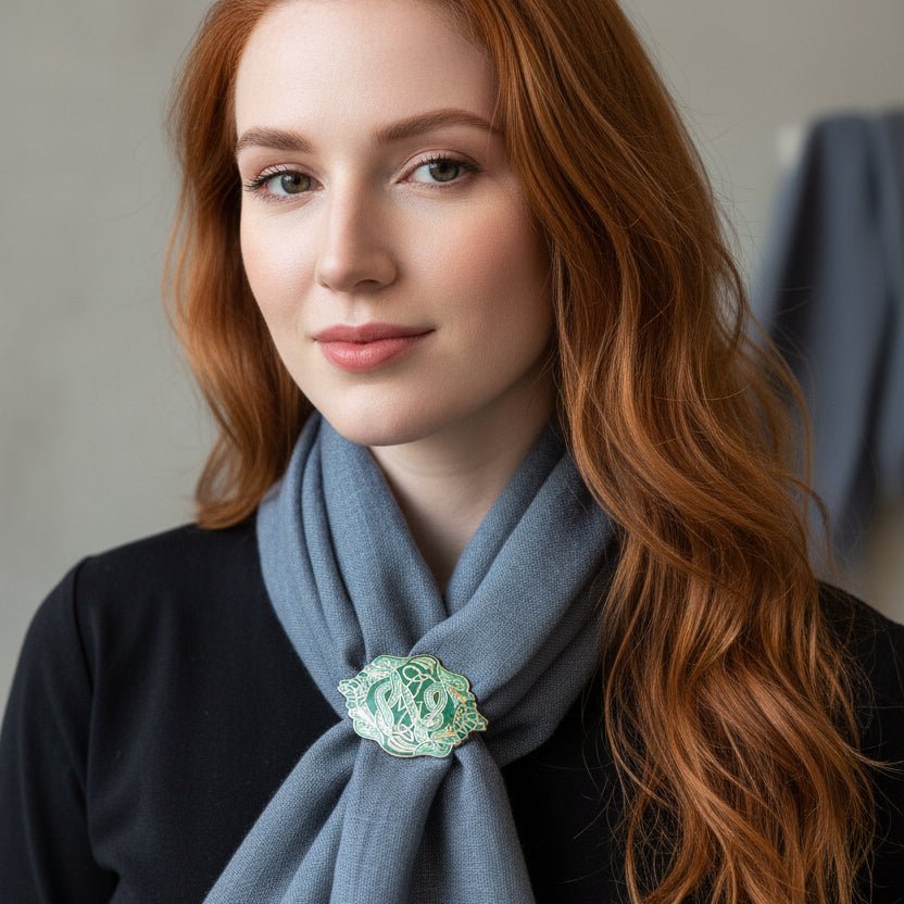 Enamel Celtic Green Dragons Scarf Ring Scarf Ring La Vie Bien Enamel Celtic Green Dragons Scarf Ring