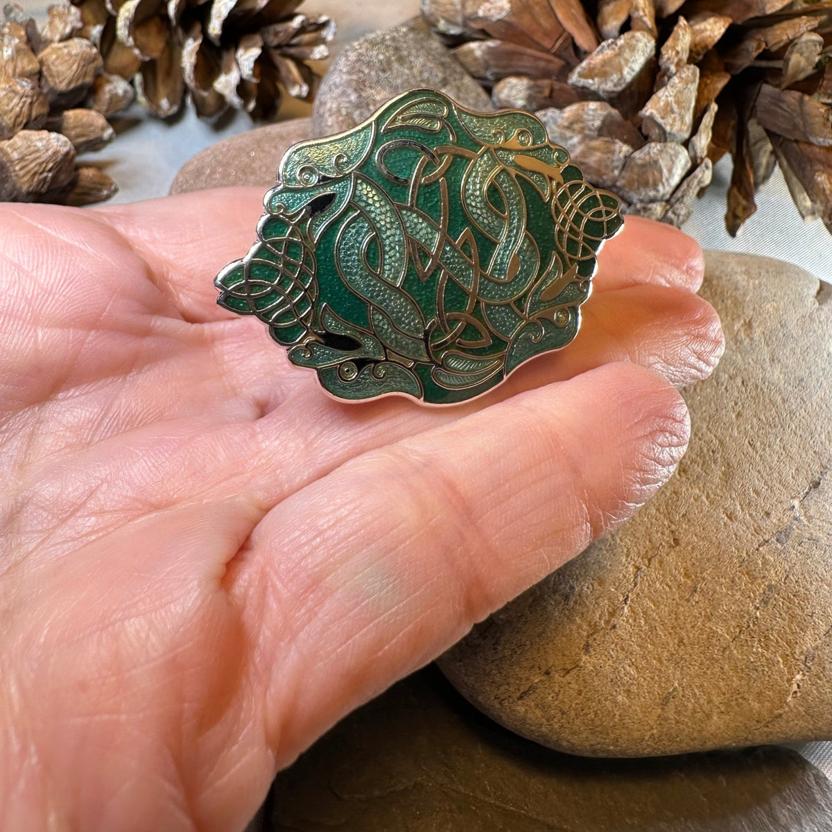 Enamel Celtic Green Dragons Scarf Ring Scarf Ring La Vie Bien Enamel Celtic Green Dragons Scarf Ring