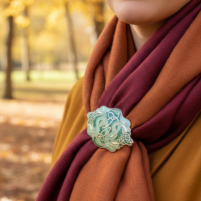 Enamel Celtic Green Dragons Scarf Ring Scarf Ring La Vie Bien Enamel Celtic Green Dragons Scarf Ring