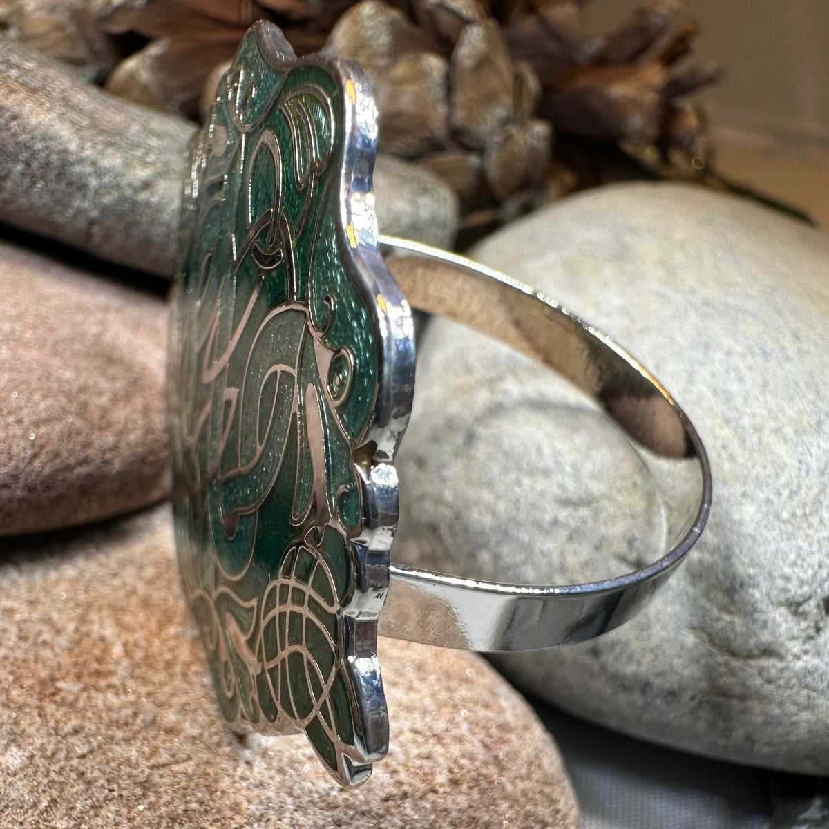 Enamel Celtic Green Dragons Scarf Ring Scarf Ring La Vie Bien Enamel Celtic Green Dragons Scarf Ring