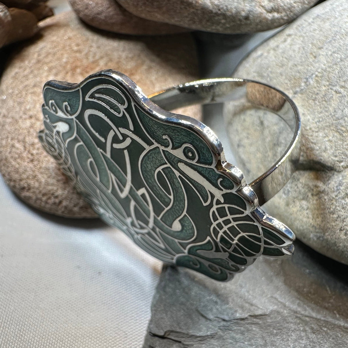 Enamel Celtic Green Dragons Scarf Ring Scarf Ring La Vie Bien Enamel Celtic Green Dragons Scarf Ring