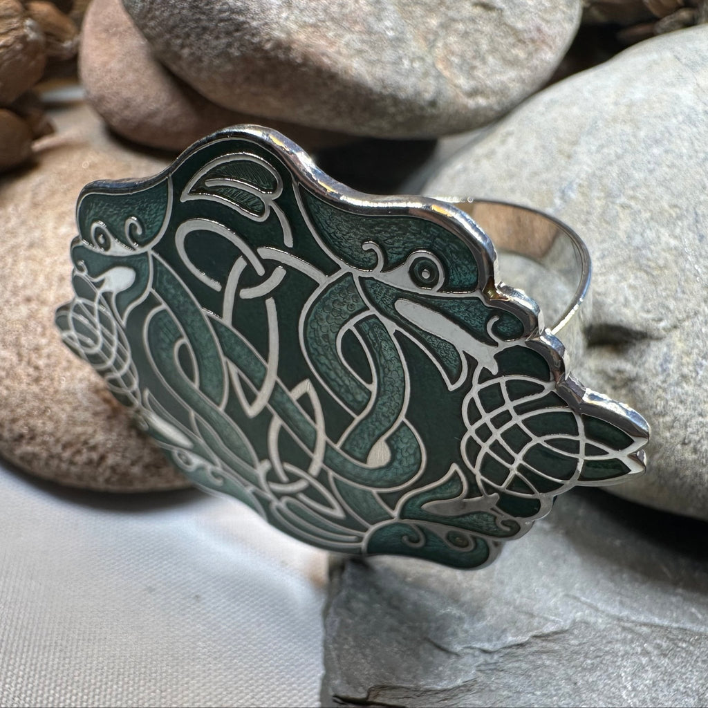 Enamel Celtic Green Dragons Scarf Ring Scarf Ring La Vie Bien Enamel Celtic Green Dragons Scarf Ring