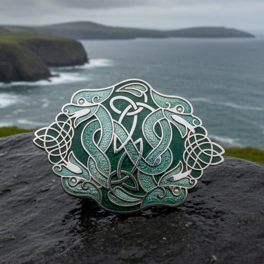 Enamel Celtic Green Dragons Scarf Ring Scarf Ring La Vie Bien Enamel Celtic Green Dragons Scarf Ring