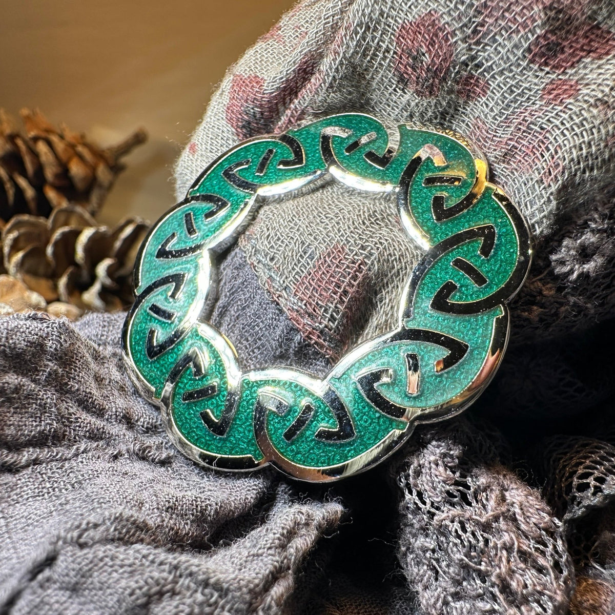 Enamel Green Celtic Knot Scarf Ring Scarf Ring La Vie Bien Enamel Green Celtic Knot Scarf Ring