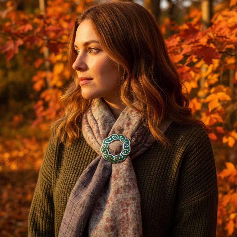 Enamel Green Celtic Knot Scarf Ring Scarf Ring La Vie Bien Enamel Green Celtic Knot Scarf Ring